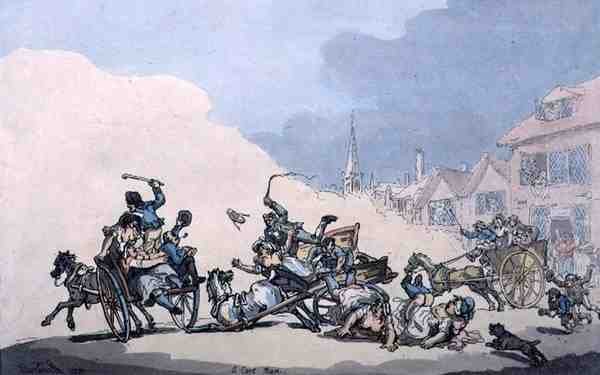 A Cart Race, pub. af William Holland af Thomas Rowlandson