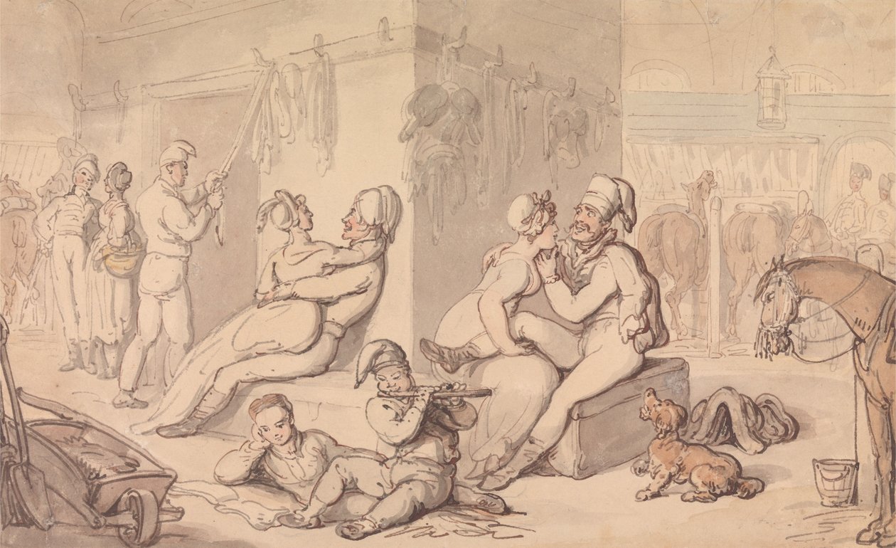 En kavalerikaserne af Thomas Rowlandson