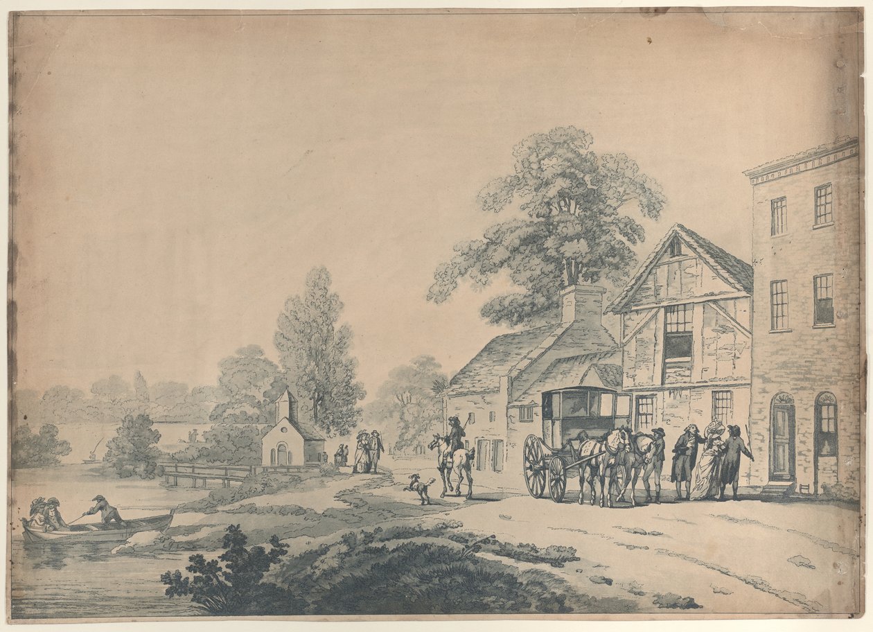 En vogn udenfor en kro, 1785-90., 1785-90. af Thomas Rowlandson