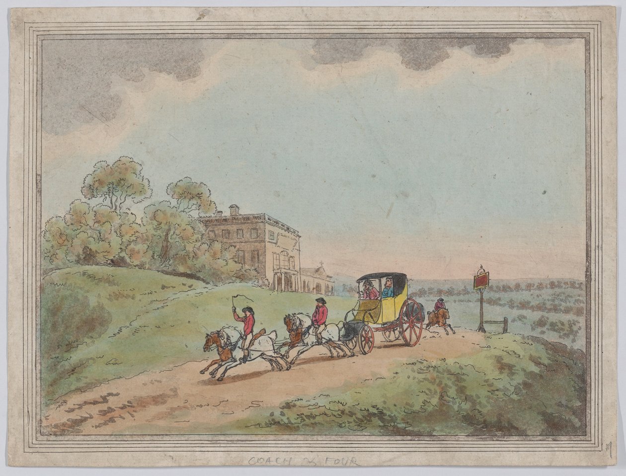 En hestevogn med fire heste (fra *Rustic Sketches*) af Thomas Rowlandson
