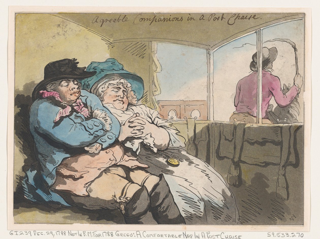 En behagelig lur i en stolpestol, 29. december 1788., 29. december 1788. af Thomas Rowlandson