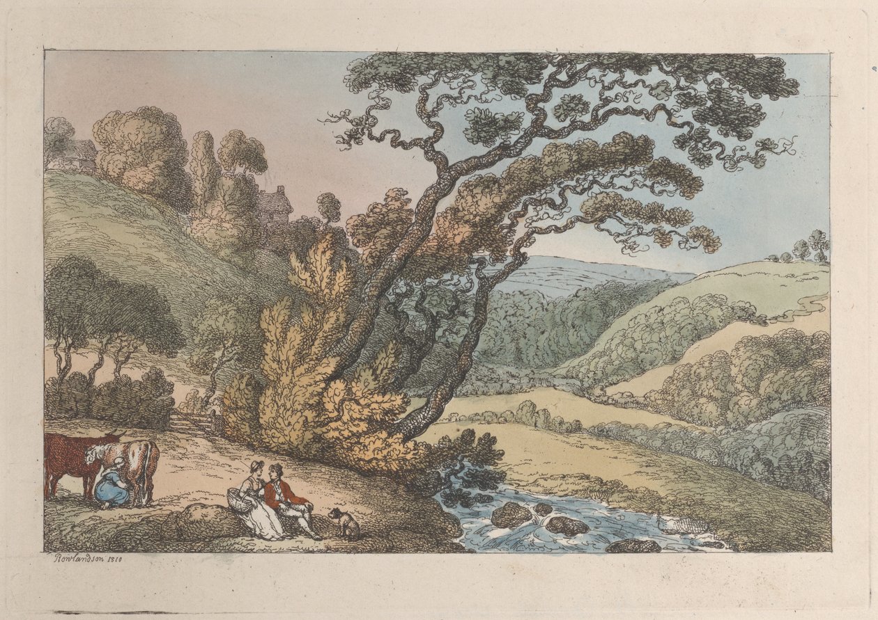 En Cornish View, fra Views in Cornwall, 1810., 1810. af Thomas Rowlandson