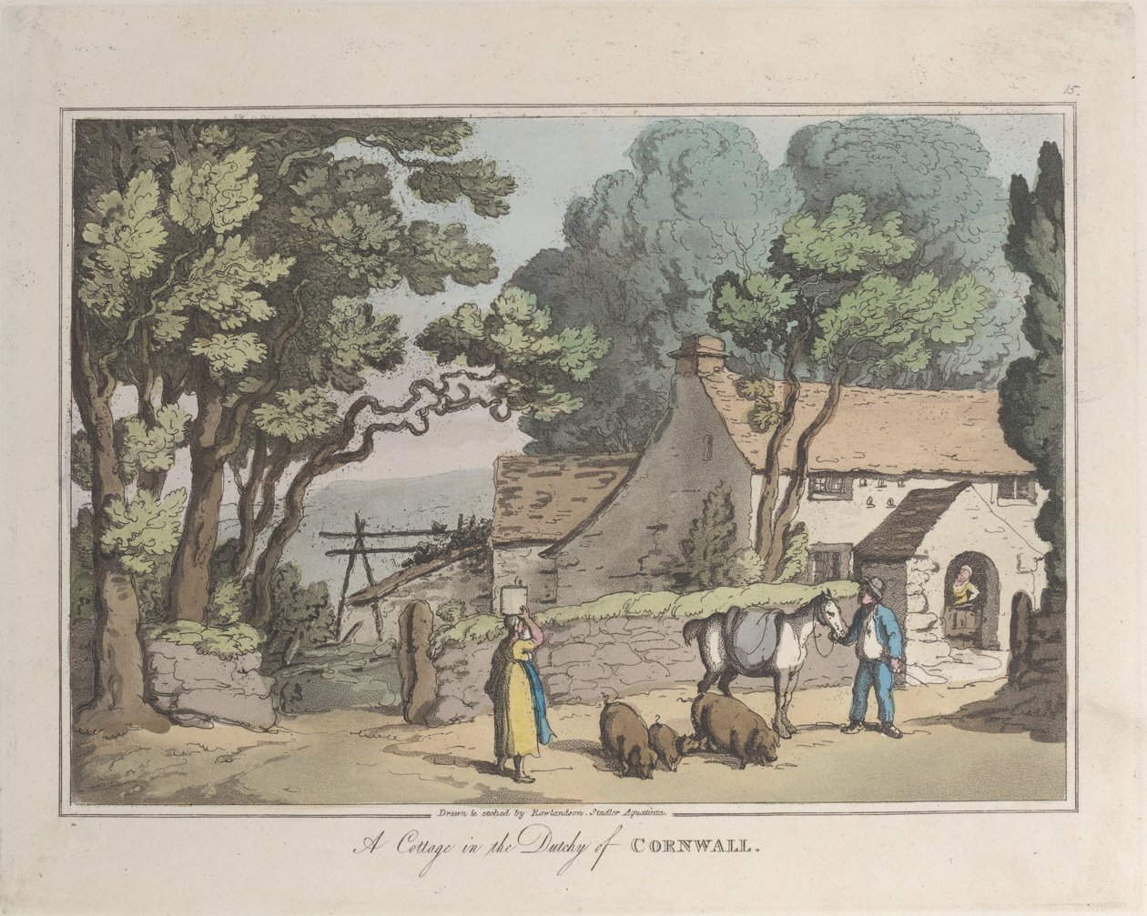 Et sommerhus i hertugdømmet Cornwall, fra Sketches from Nature, 1822., 1822. af Thomas Rowlandson