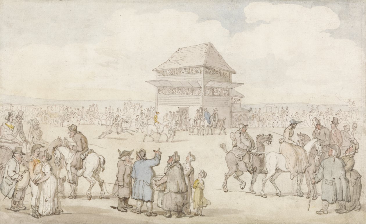 A Crowded Race Meeting, ca. 1805-10 (pen og blæk og w/c på papir) af Thomas Rowlandson