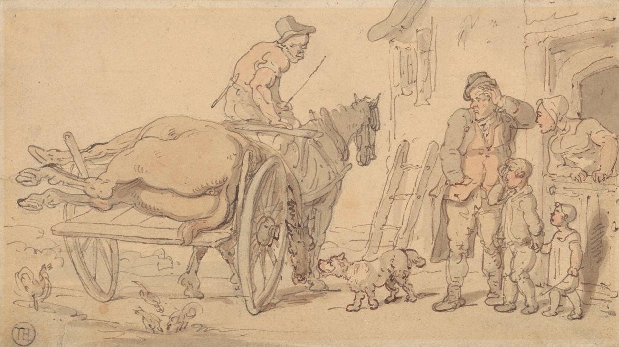En død Hest på en Knackervogn af Thomas Rowlandson