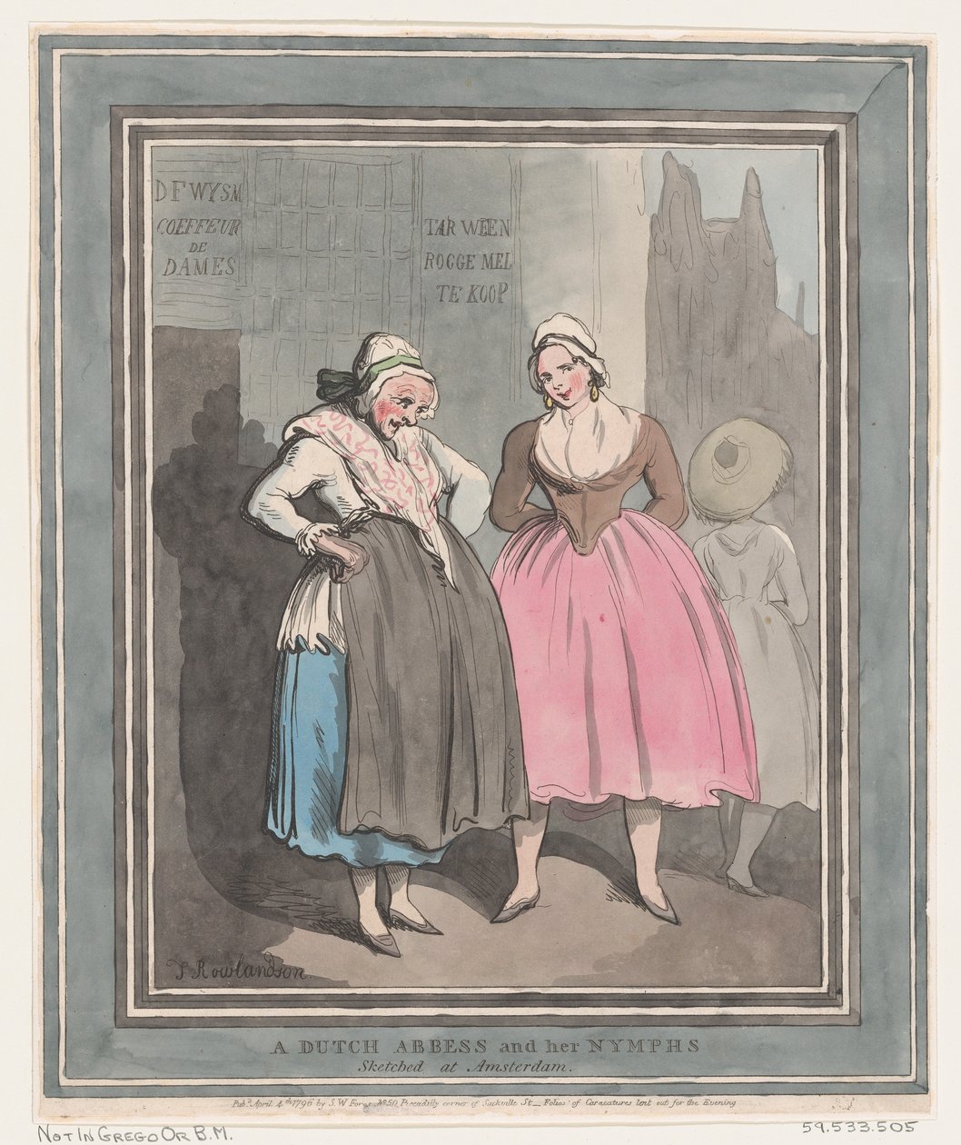 En hollandsk abbedisse og hendes nymfer, 4. april 1796., 4. april 1796. af Thomas Rowlandson