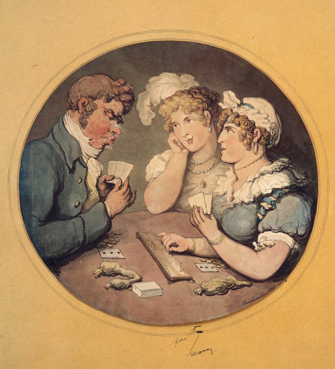 A Game of Cribbage, 1818 af Thomas Rowlandson