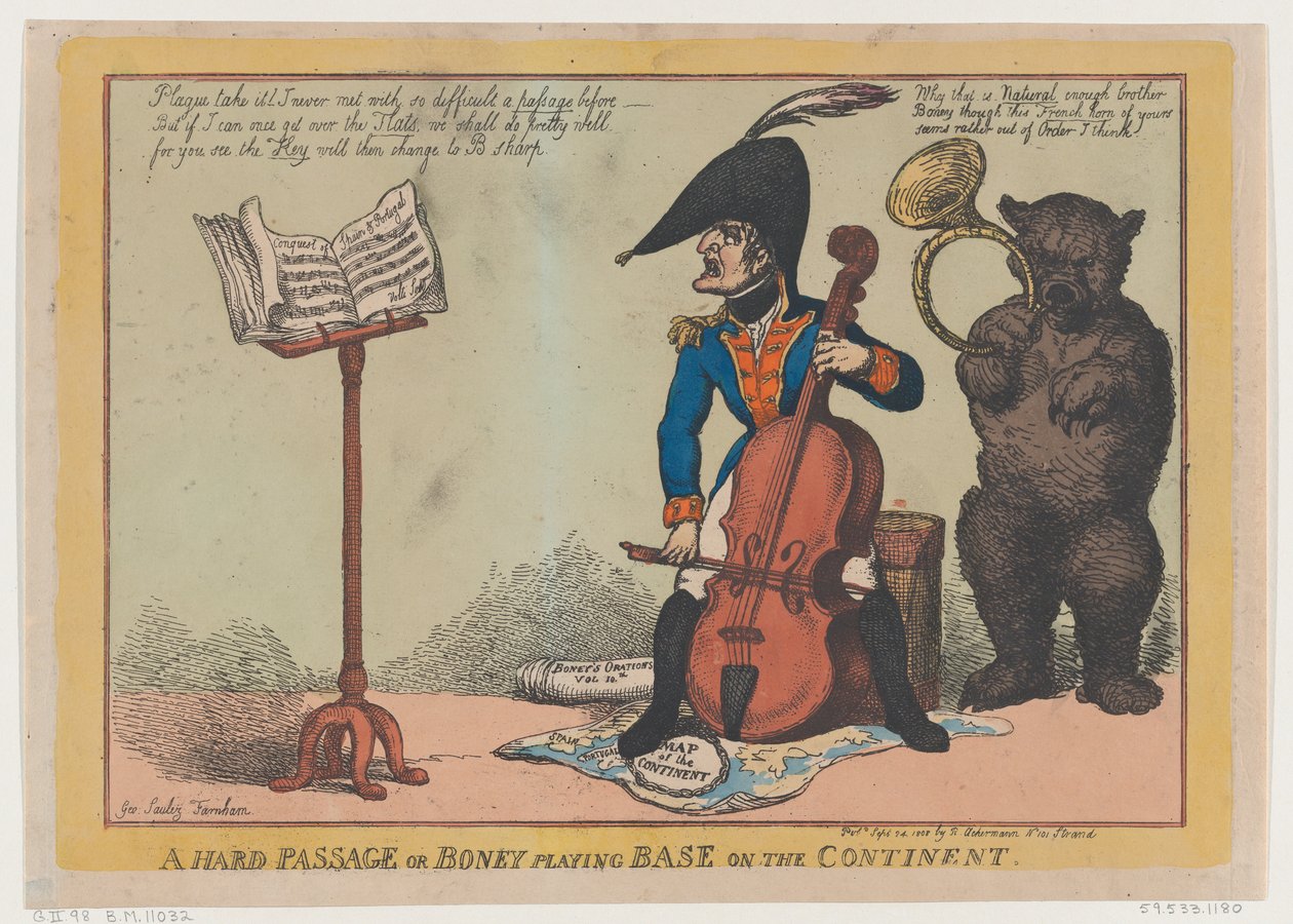 En hård passage, eller boney Playing Base on the Continent, 24. september 1808., 24. september 1808. af Thomas Rowlandson