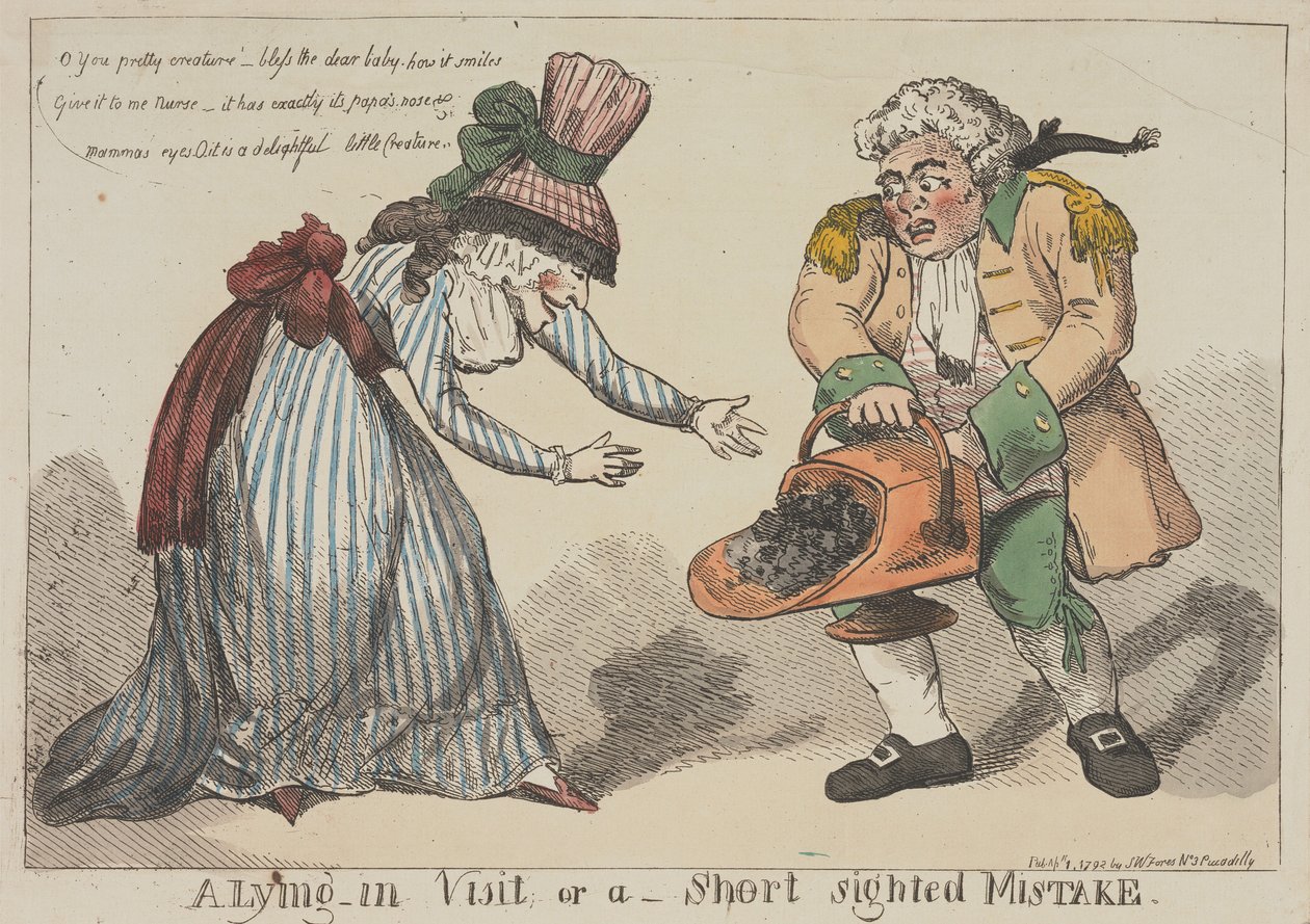 Et besøg hos den nybagte mor – eller en kortsigtet fejltagelse af Thomas Rowlandson