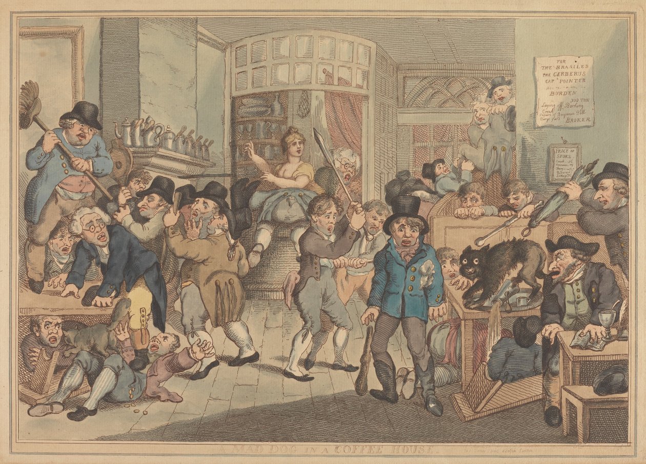 En gal hund i et kaffehus af Thomas Rowlandson