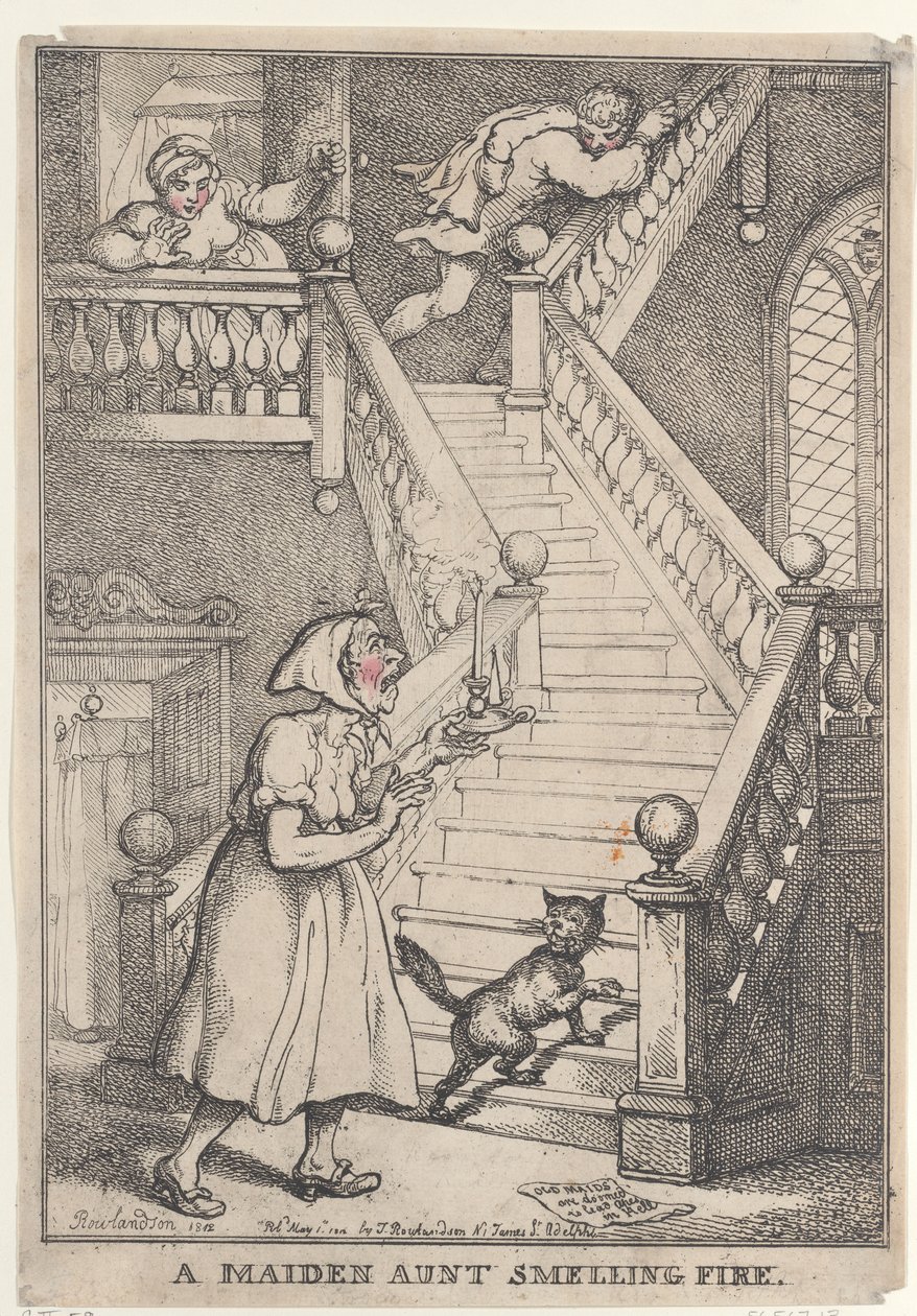 En ugift tante, der lugter ild af Thomas Rowlandson