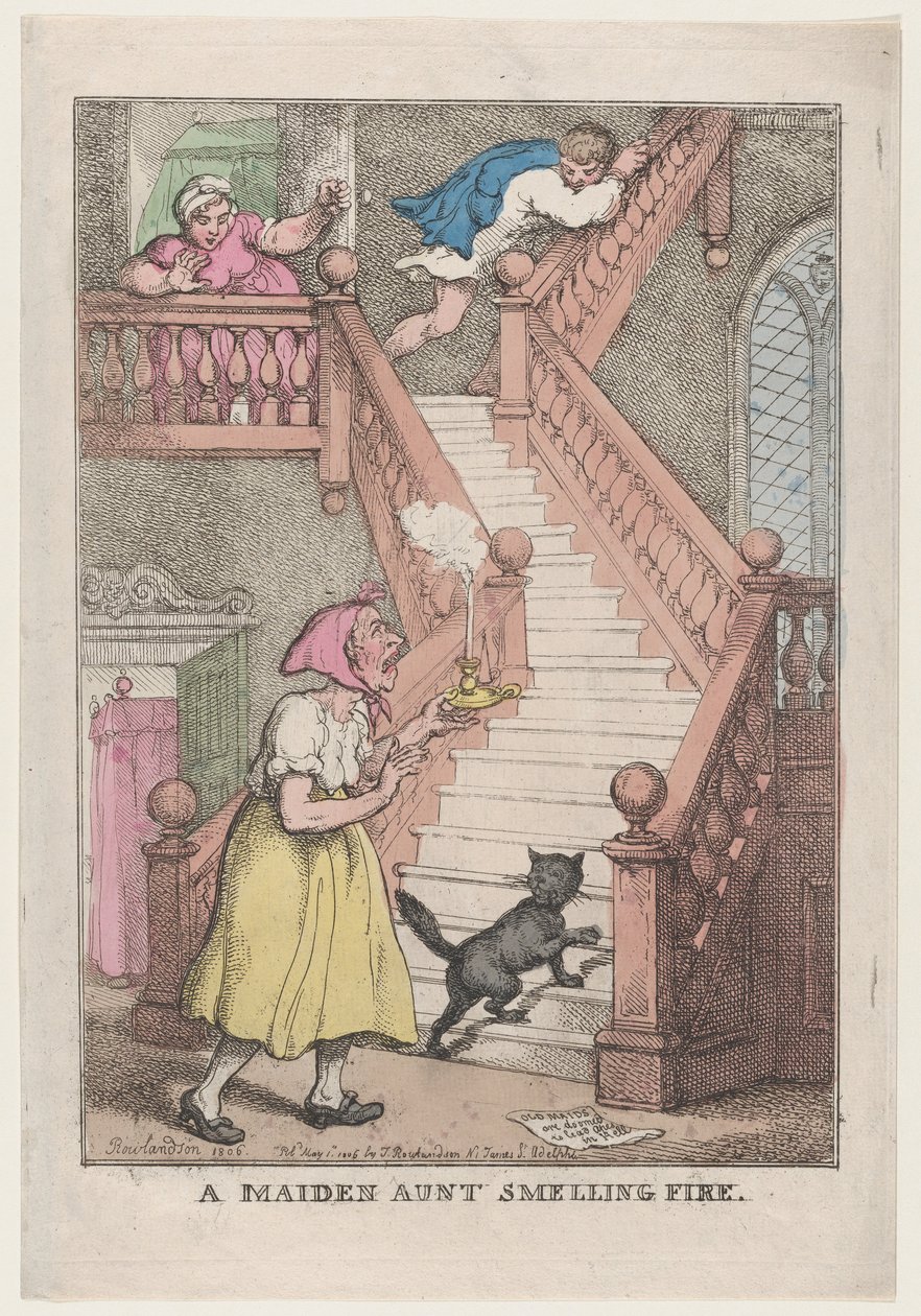 En jomfru tante lugter ild, 4. maj 1806., 4. maj 1806. af Thomas Rowlandson