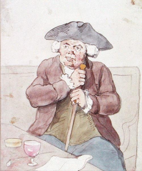 En mand, der sidder i et værtshus (pen, brunt blæk og akvarel på papir) af Thomas Rowlandson