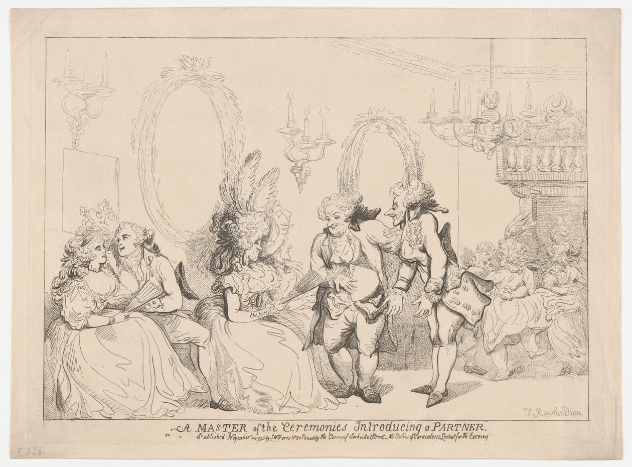En ceremonimester, der præsenterer en partner af Thomas Rowlandson