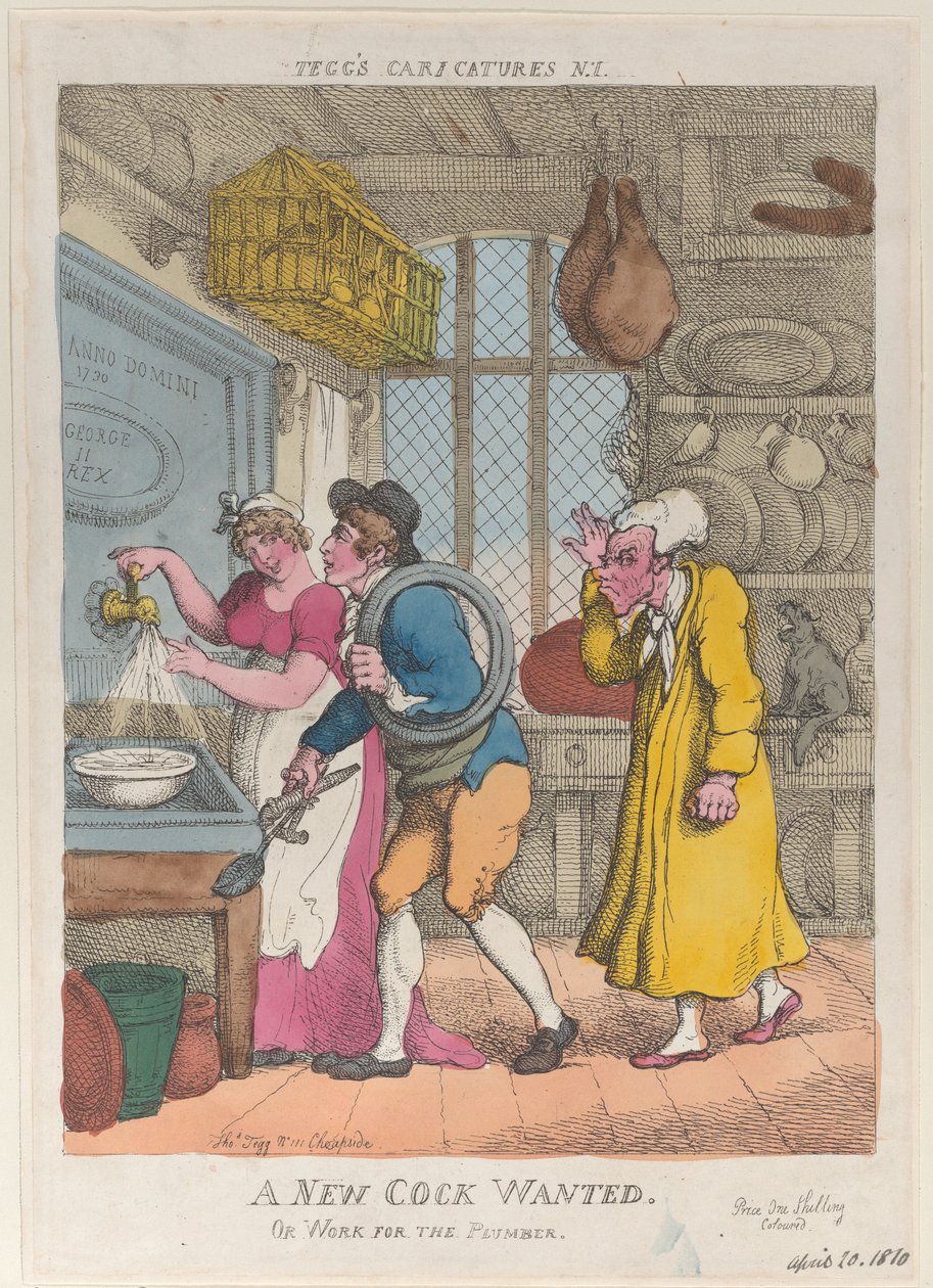 En ny hane søges, eller arbejde for blikkenslageren, 20. april 1810., 20. april 1810. af Thomas Rowlandson