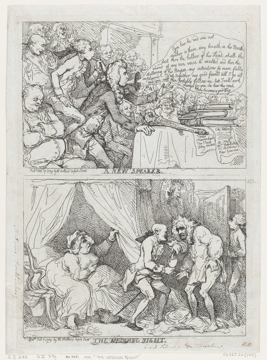 En ny taler og bryllupsnatten, 7. februar 1789., 7. februar 1789. af Thomas Rowlandson