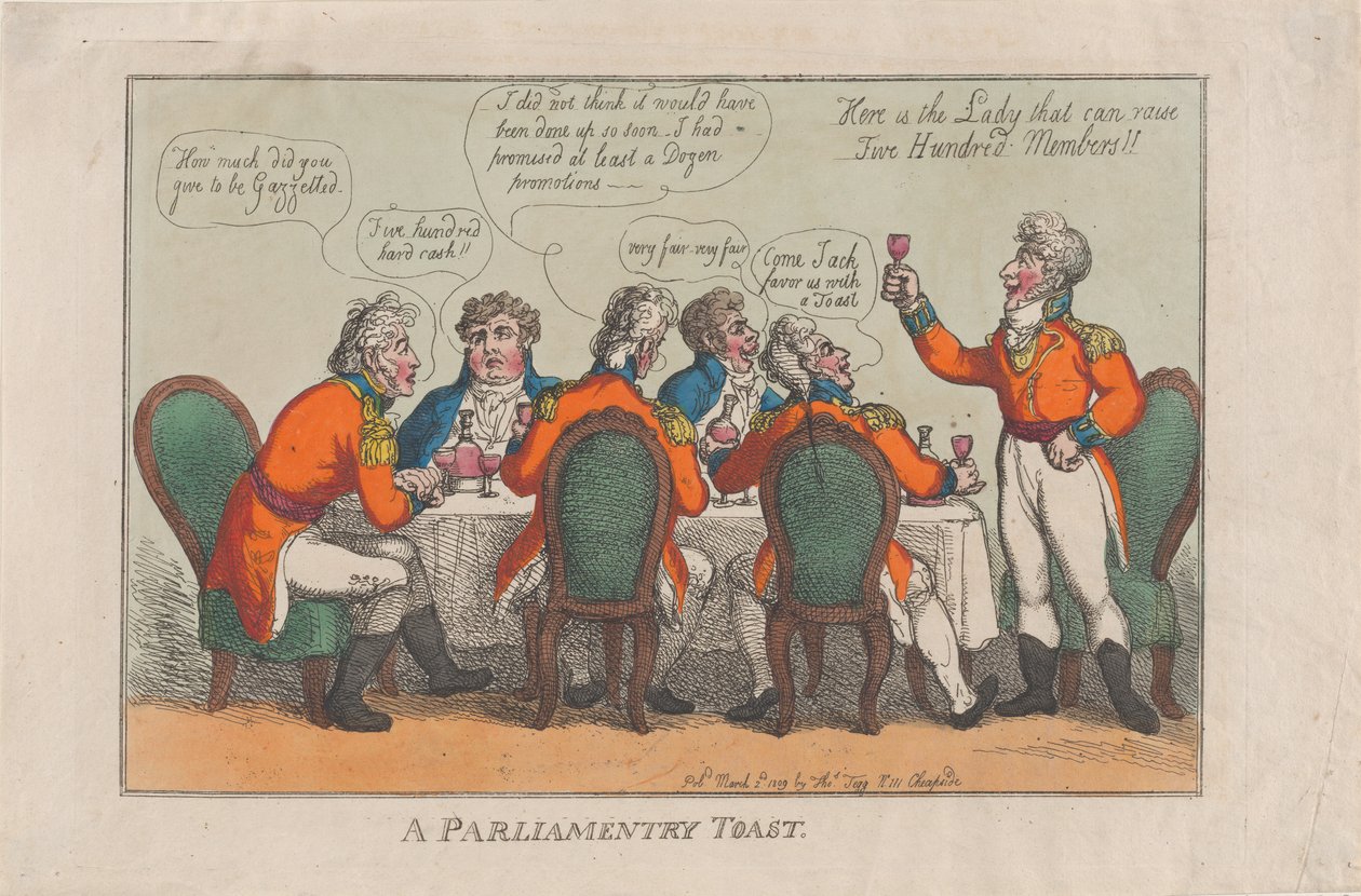 En parlamentarisk skål, 2. marts 1809., 2. marts 1809. af Thomas Rowlandson