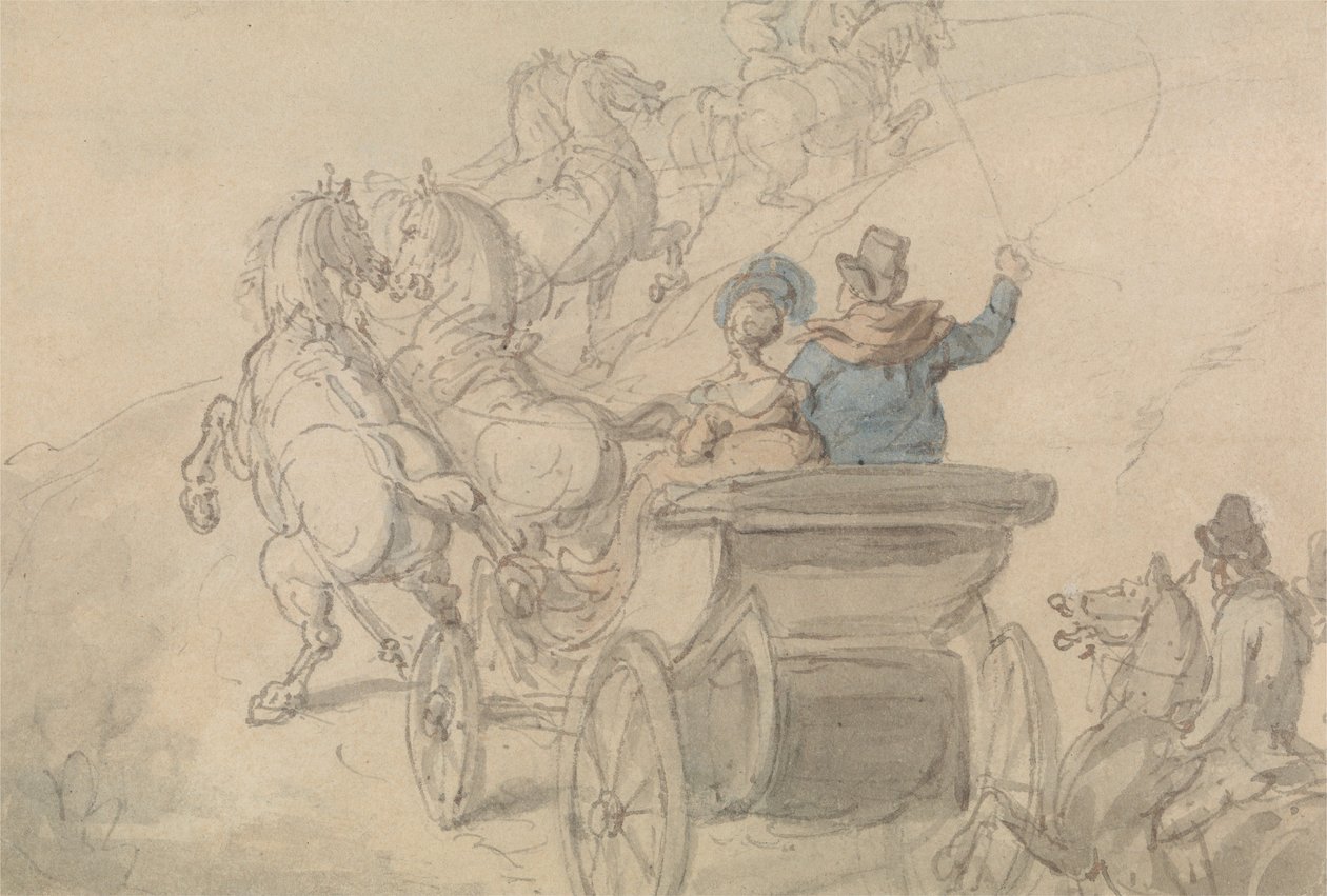En Phaeton og seks af Thomas Rowlandson