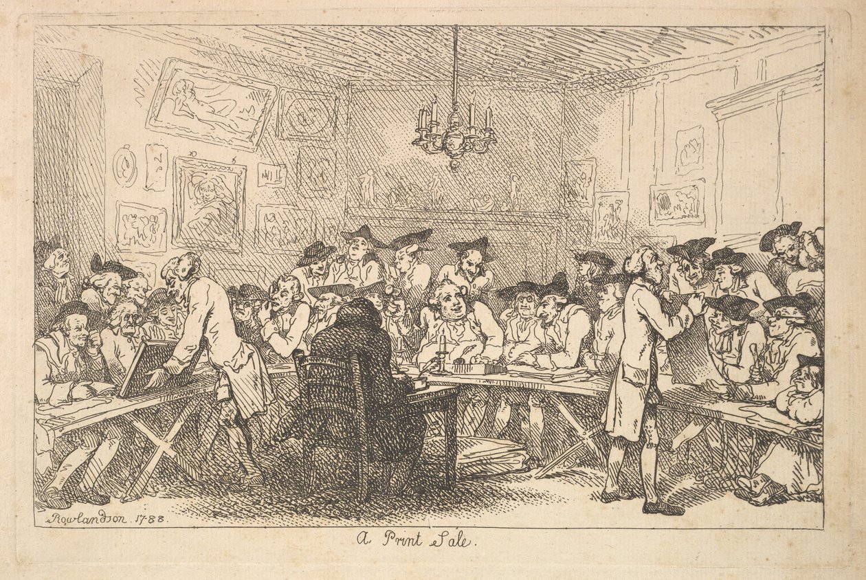 A Print Sale - A Night Auction, 1788. af Thomas Rowlandson