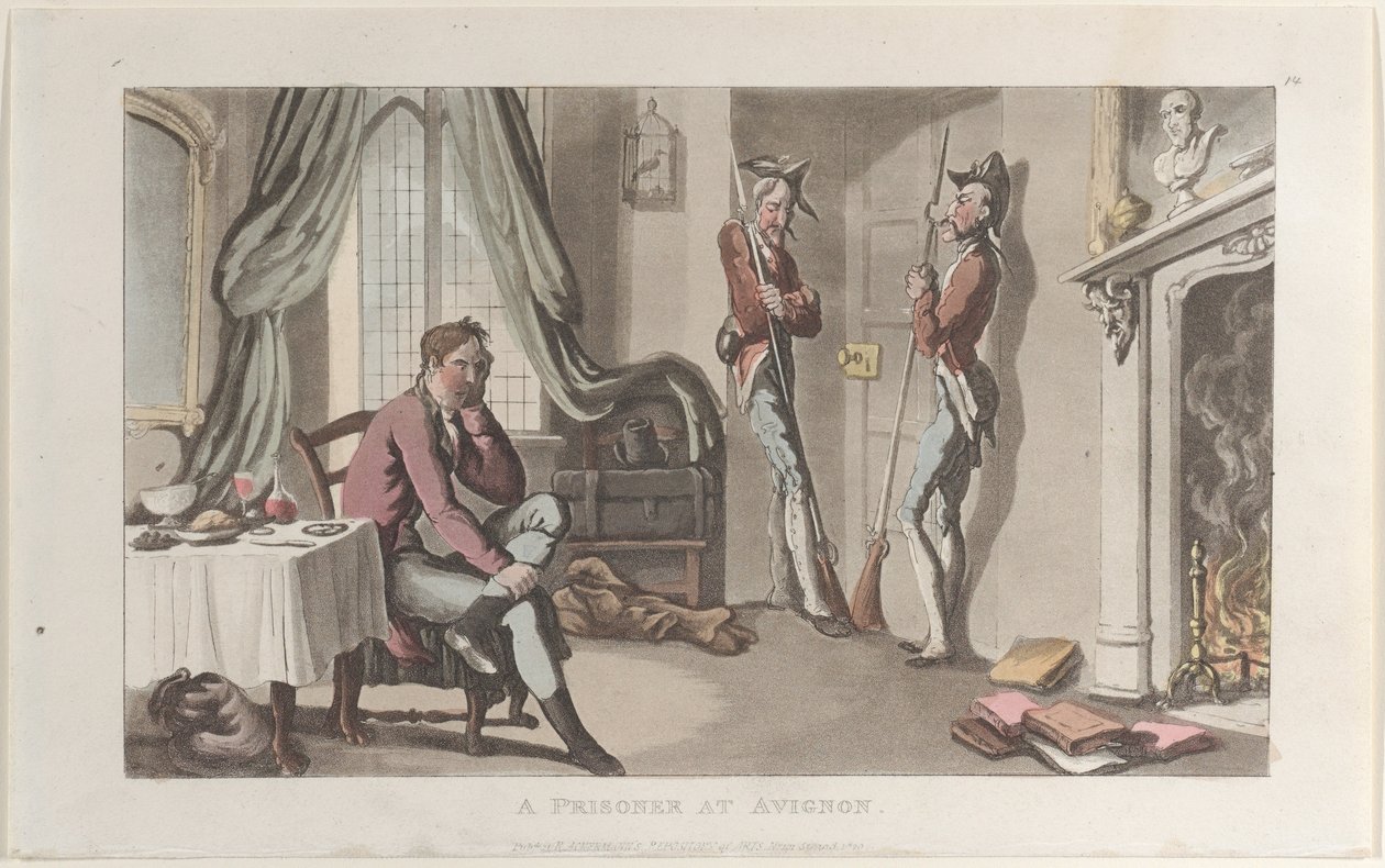 A Prisoner at Avignon, fra Journal of Sentimental Travels in the Southern Provinces of F..., 1820. af Thomas Rowlandson