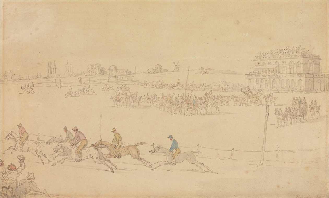 Et væddeløb på Knavesmire i York af Thomas Rowlandson