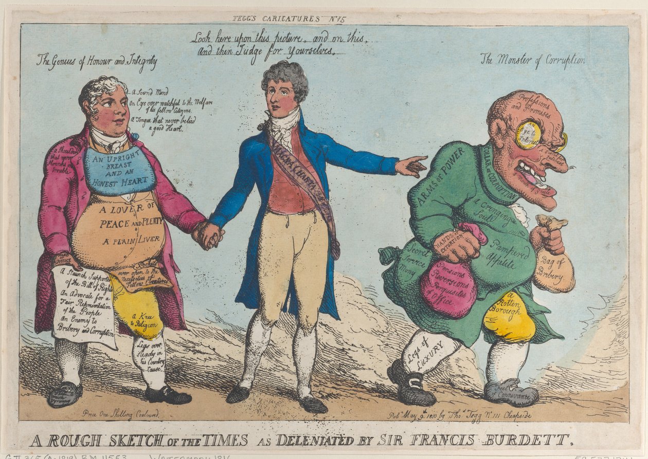 En grov skitse af tiderne som afvist af Sir Francis Burdett, 1810., 1810. af Thomas Rowlandson