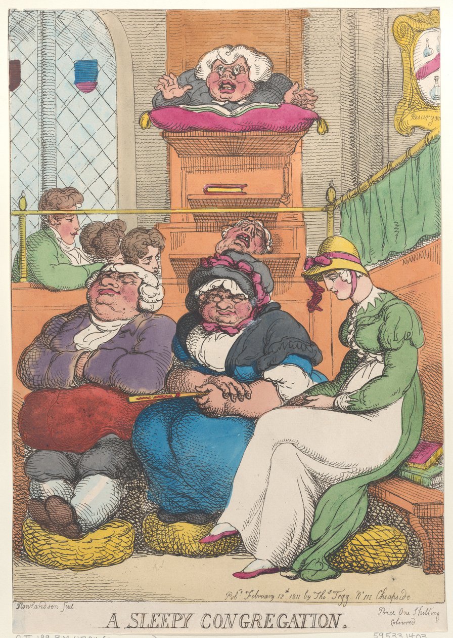 En søvnig menighed, 12. februar 1811., 12. februar 1811. af Thomas Rowlandson