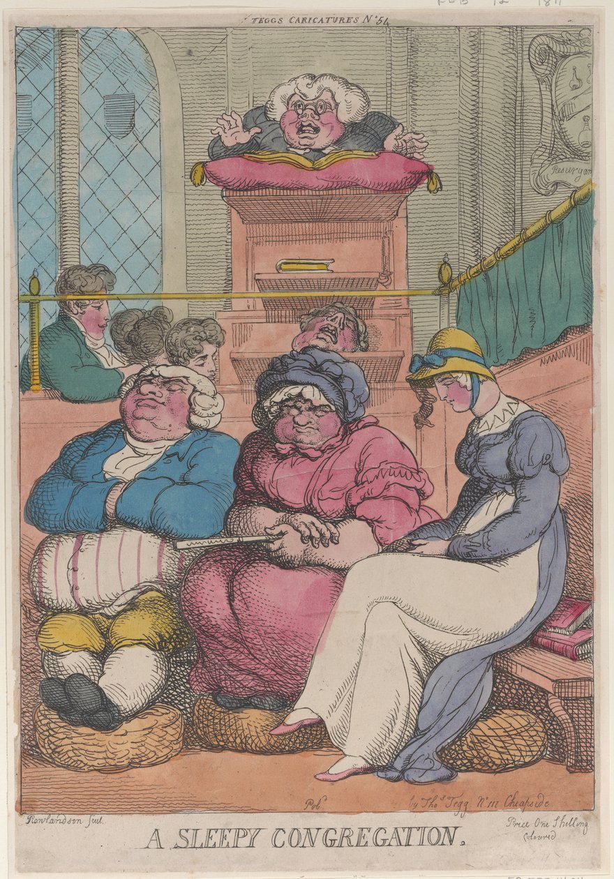 En søvnig menighed, 12. februar 1811., 12. februar 1811. af Thomas Rowlandson