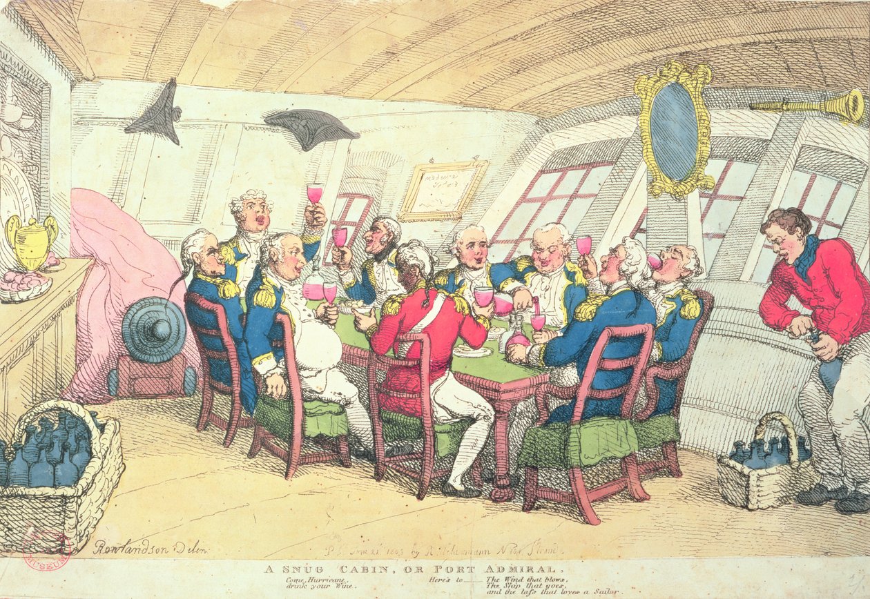 En lun kahyt eller havneadmiral (farvegravering) af Thomas Rowlandson
