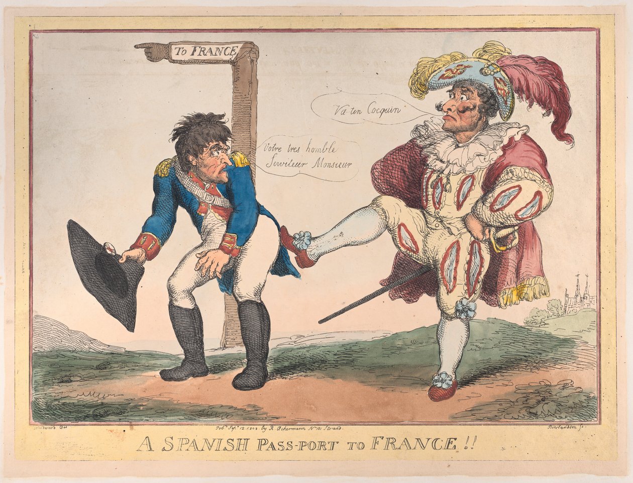 En spansk pashavn til Frankrig!!, 12. september 1808., 12. september 1808. af Thomas Rowlandson
