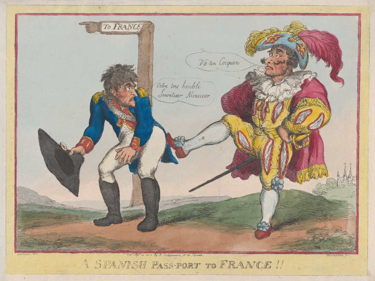En spansk pashavn til Frankrig!!, 12. september 1808., 12. september 1808. af Thomas Rowlandson