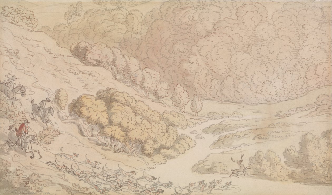 En hjortejagt i West Country af Thomas Rowlandson
