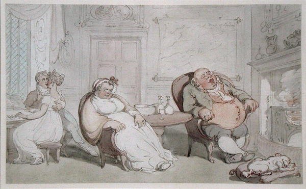 Et stjålet kys (akvarel på papir) af Thomas Rowlandson