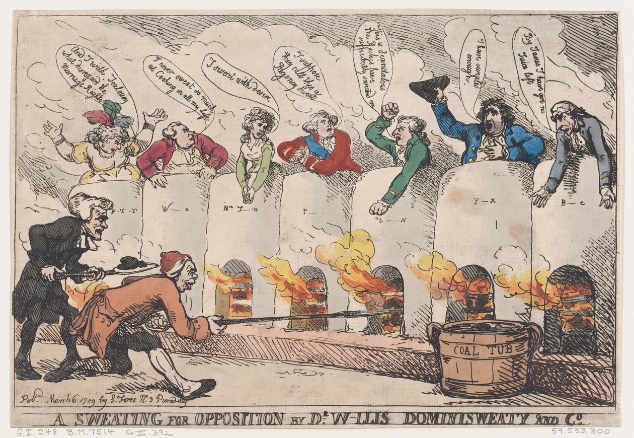 A Sweating for Opposition af Dr. W-llis Dominisweaty and Co., 6. marts 1789., 6. marts 1789. af Thomas Rowlandson