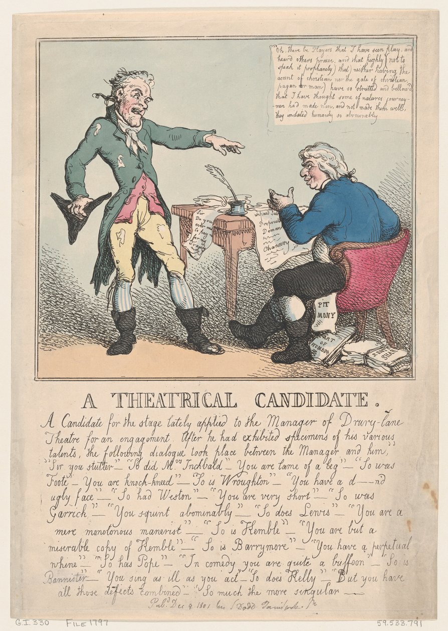 En teaterkandidat, 1797., 1797. af Thomas Rowlandson