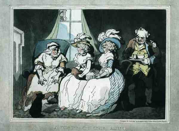 "Et besøg hos tanten", aquatineret af Francis Jukes (1747-1812), pub. af E. Jackson af Thomas Rowlandson