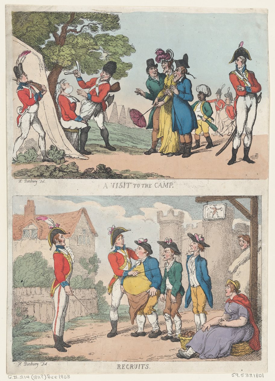 Et besøg i lejren og rekrutter, 1811., 1811. af Thomas Rowlandson