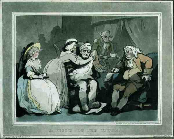 "A Visit to the Uncle", akvatinteret af Francis Jukes (1747-1812), pub. af E. Jackson af Thomas Rowlandson