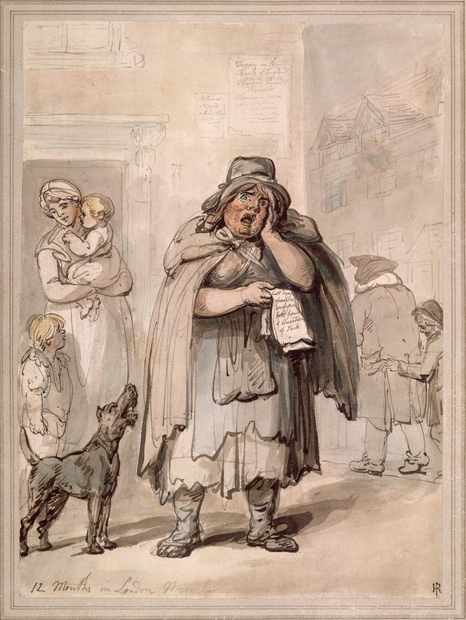 En gadesælger på et gadehjørne, London af Thomas Rowlandson