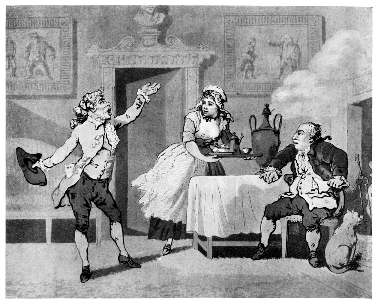 Skuespiller reciterer for en manager, slutningen af det 18. århundrede. af Thomas Rowlandson