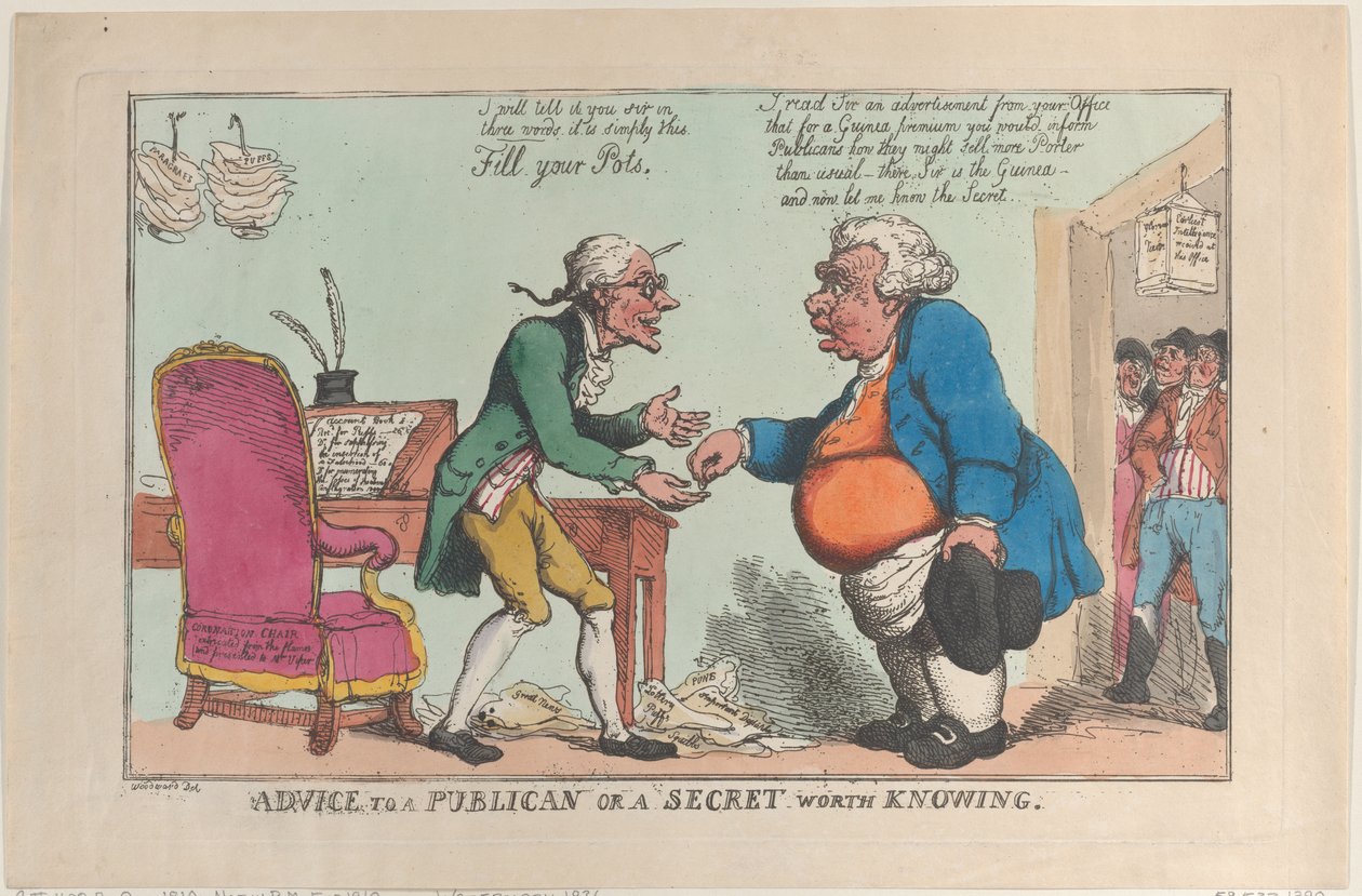 Råd til en tolder eller en hemmelighed, der er værd at vide, 1810., 1810. af Thomas Rowlandson