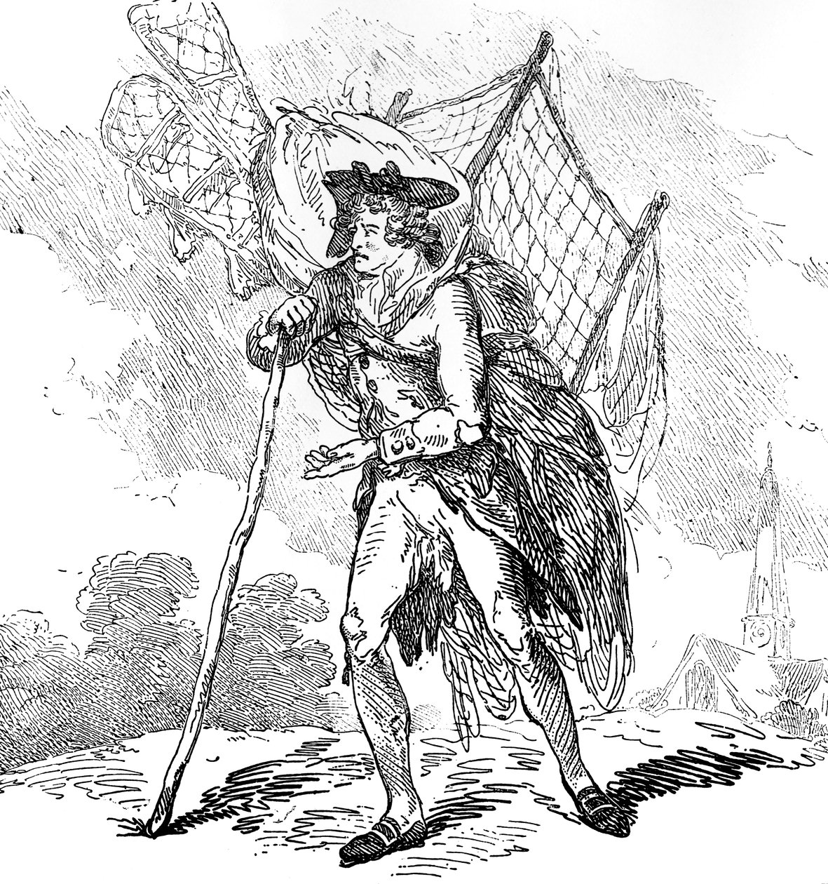 Aerostation ude ved Elbows eller The Itinerant Aeronaut, 1786 af Thomas Rowlandson