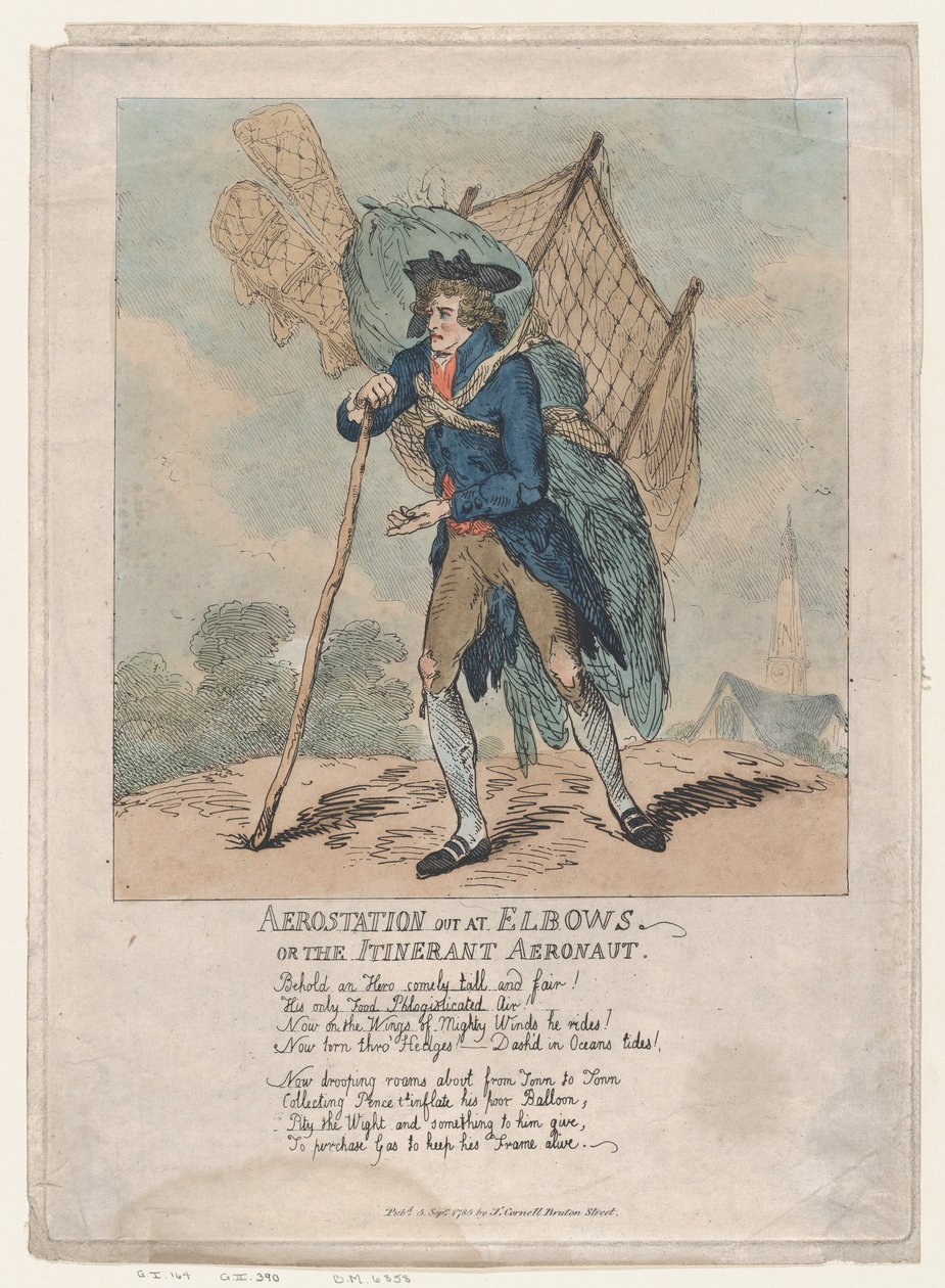 Aerostation ude ved Elbows, eller The Itinerant Aeronaut, 5. september 1785., 5. september 1785. af Thomas Rowlandson