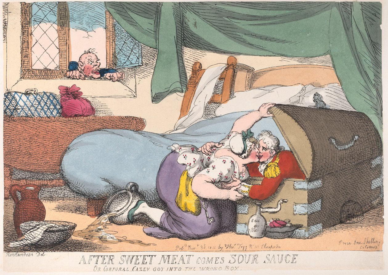 Efter sødt kød kommer sur sauce, eller korporal Casey kom i den forkerte æske, ..., 30. november 1810. af Thomas Rowlandson
