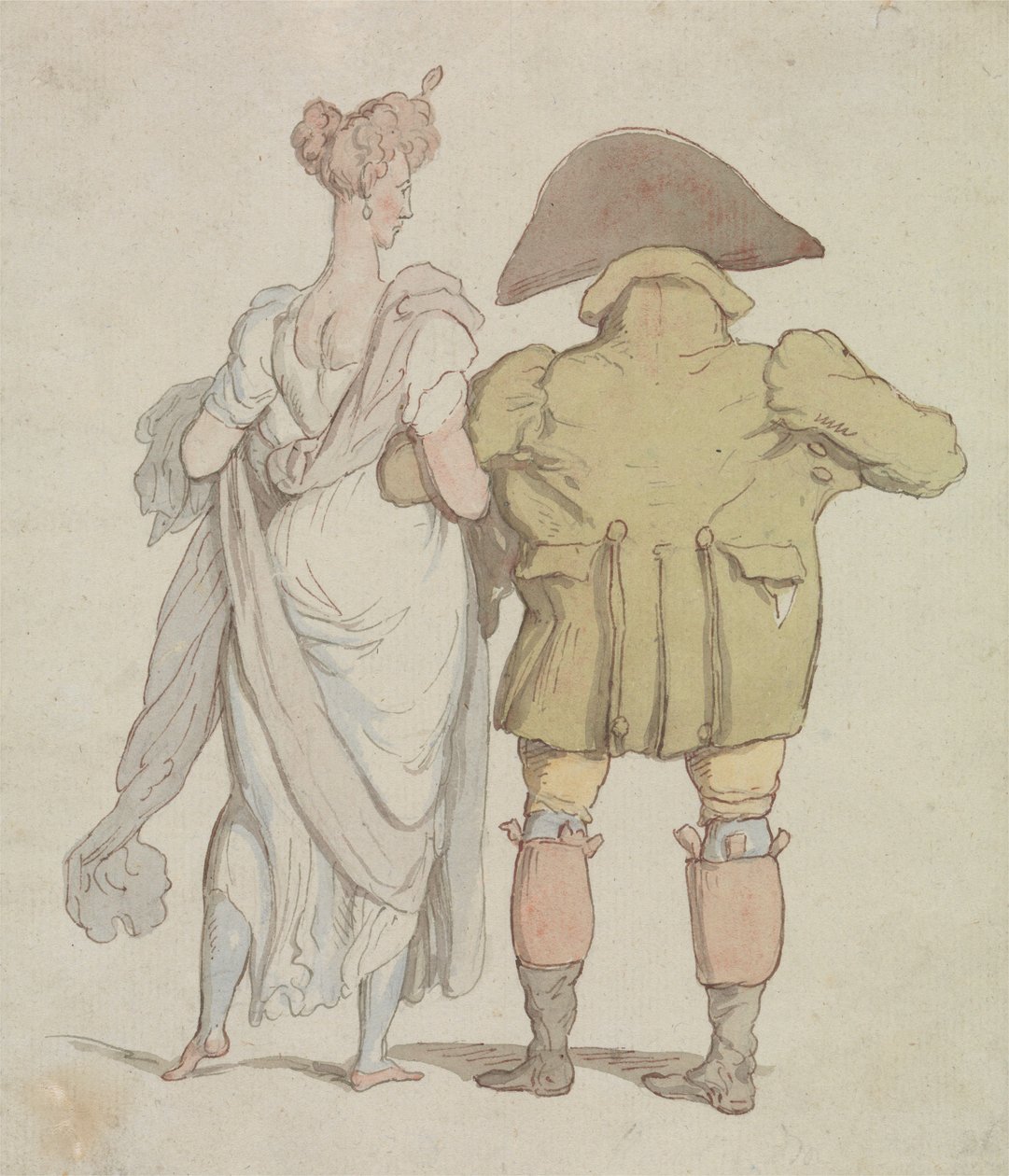 En ældre mand, der går sammen med en dame af Thomas Rowlandson
