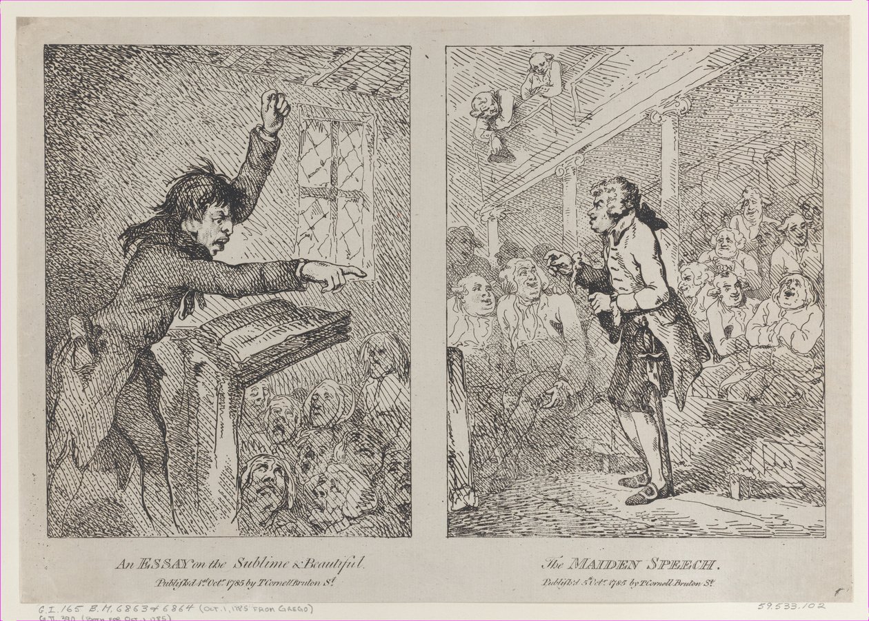 An Essay on the Sublime & Beautiful, The Maiden Speech, 1. oktober 1785., 1. oktober 1785. af Thomas Rowlandson
