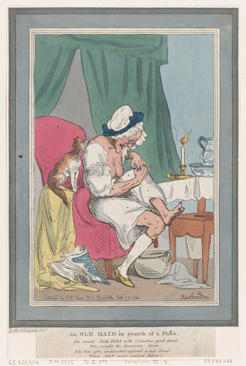 En gammel pige på jagt efter en loppe, 25. september 1794., 25. september 1794. af Thomas Rowlandson