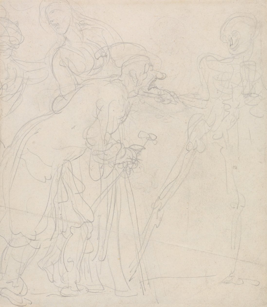 En gammel mand, der bliver hånet af døden af Thomas Rowlandson