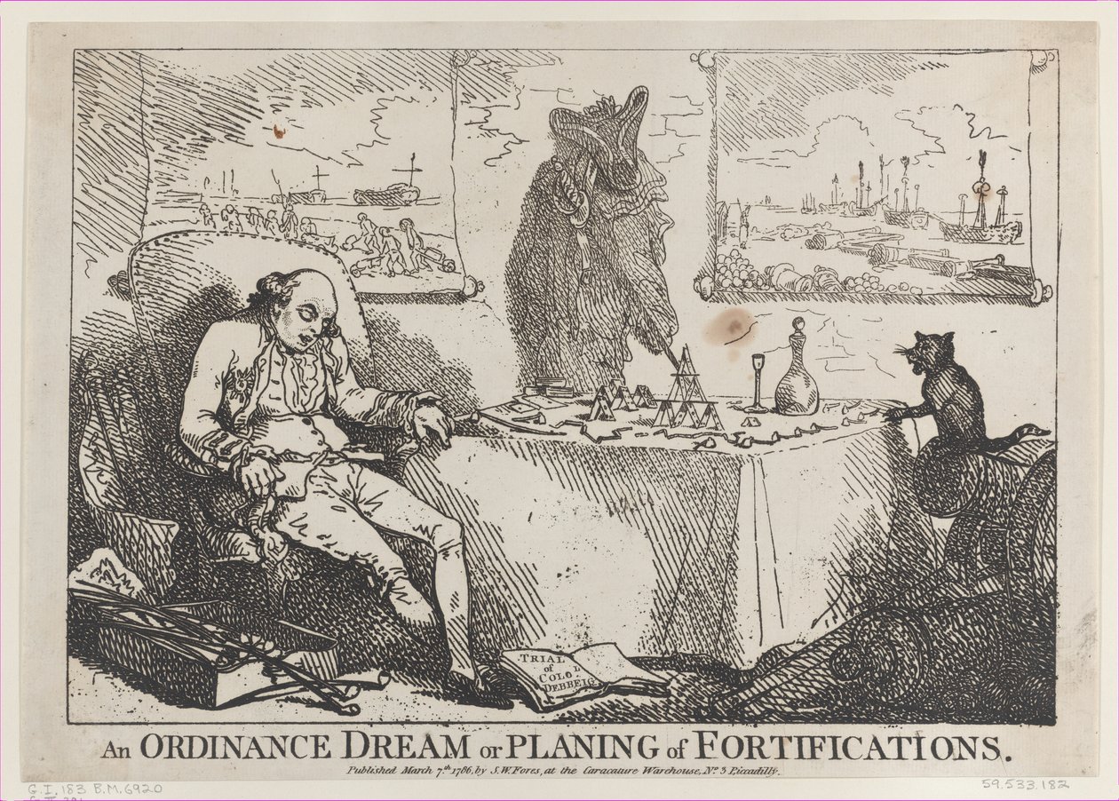 En forordningsdrøm eller planlægning af befæstninger, 7. marts 1786., 7. marts 1786. af Thomas Rowlandson