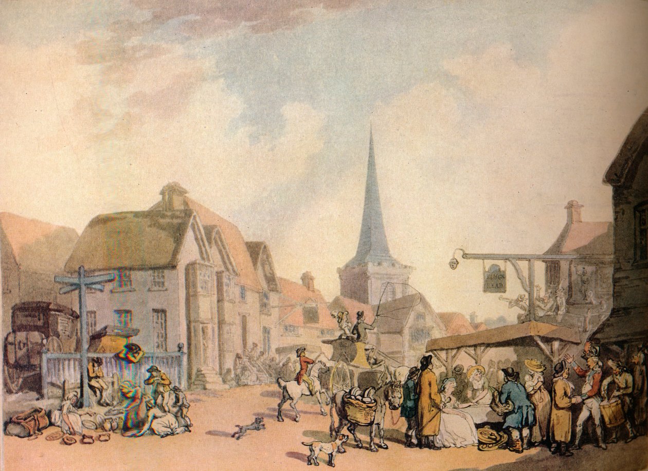 En gammel engelsk landsbyscene, c1700-tallet. 1941 af Thomas Rowlandson